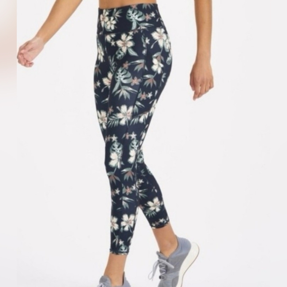 Vuori Stride Ink Maui Floral High-Rise Navy Leggings Size XS